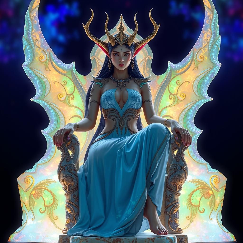 Asian Elf Princess on Gaudi Opal Throne