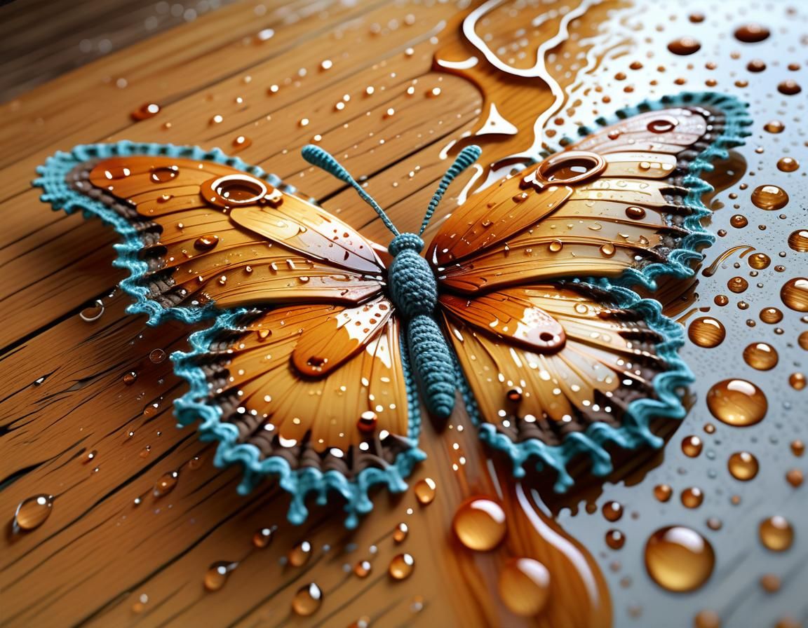 Wet Crochet Butterfly Fantasy Concept Art