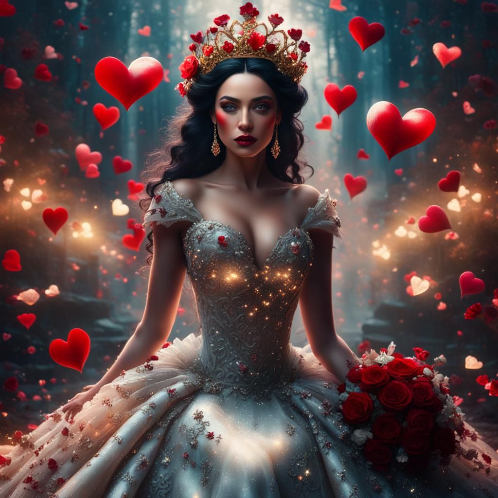 Queen of Hearts in Wedding Dress, Digital Art