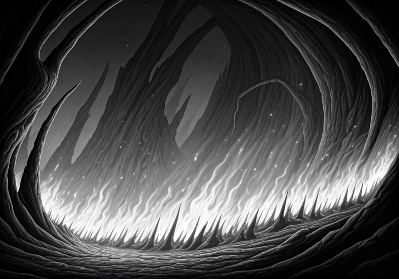 Tormented Souls in Hell: A Gothic Ink Illustration