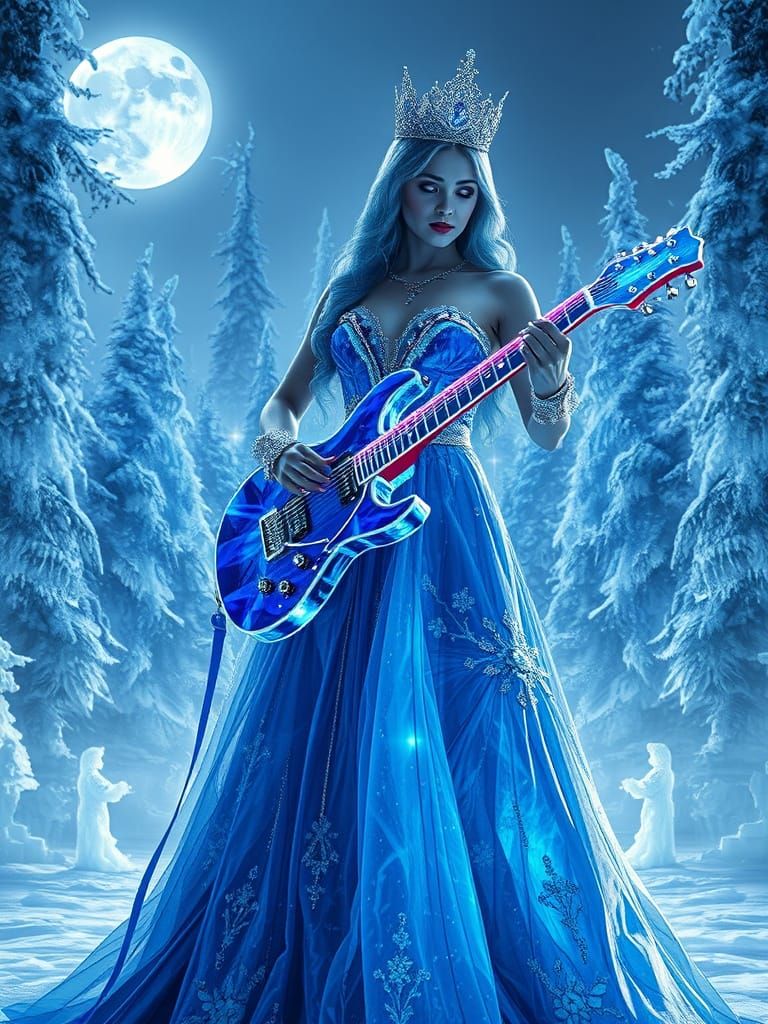 Regal Ice Princess Shines with Sapphire Gown and Electric Gu...