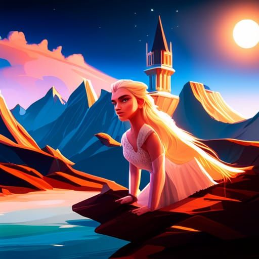 Elsa Rides a Unicorn: 3D Game Cinematic Scene