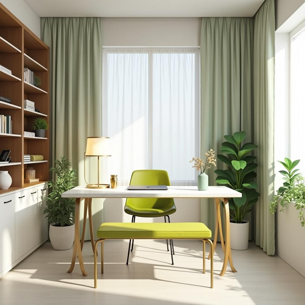 Serene Study Room with Marble Desk, 3D Render