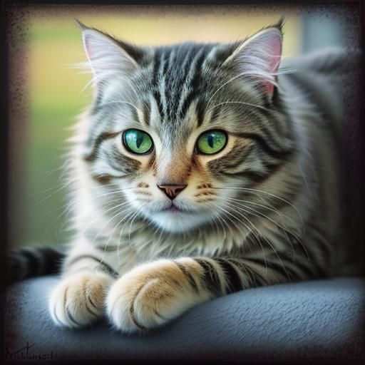 Fluffy Tabby Cat in Ethereal Fantasy Style