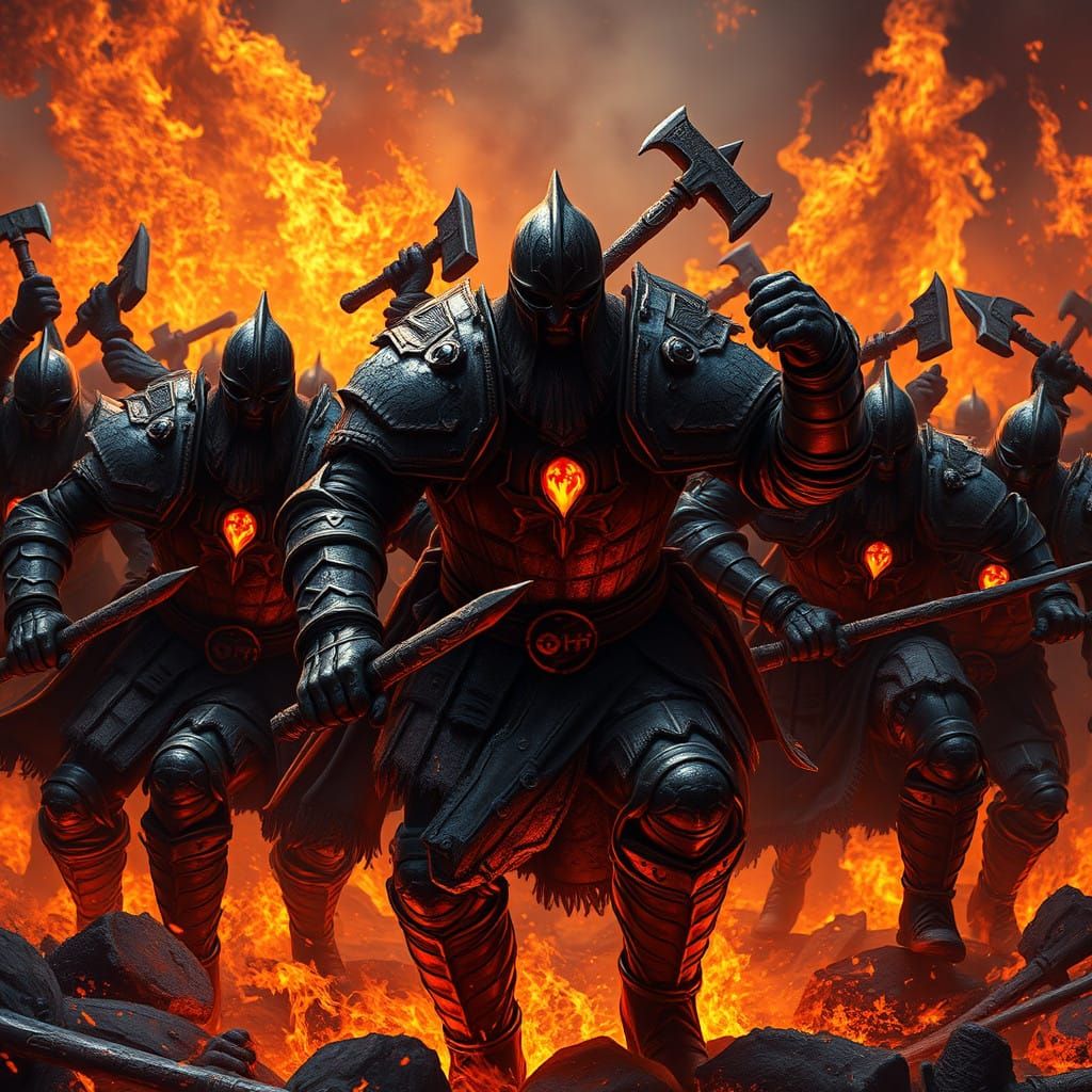 Cyberpunk-Inspired Warriors Unleash Infernal Fury