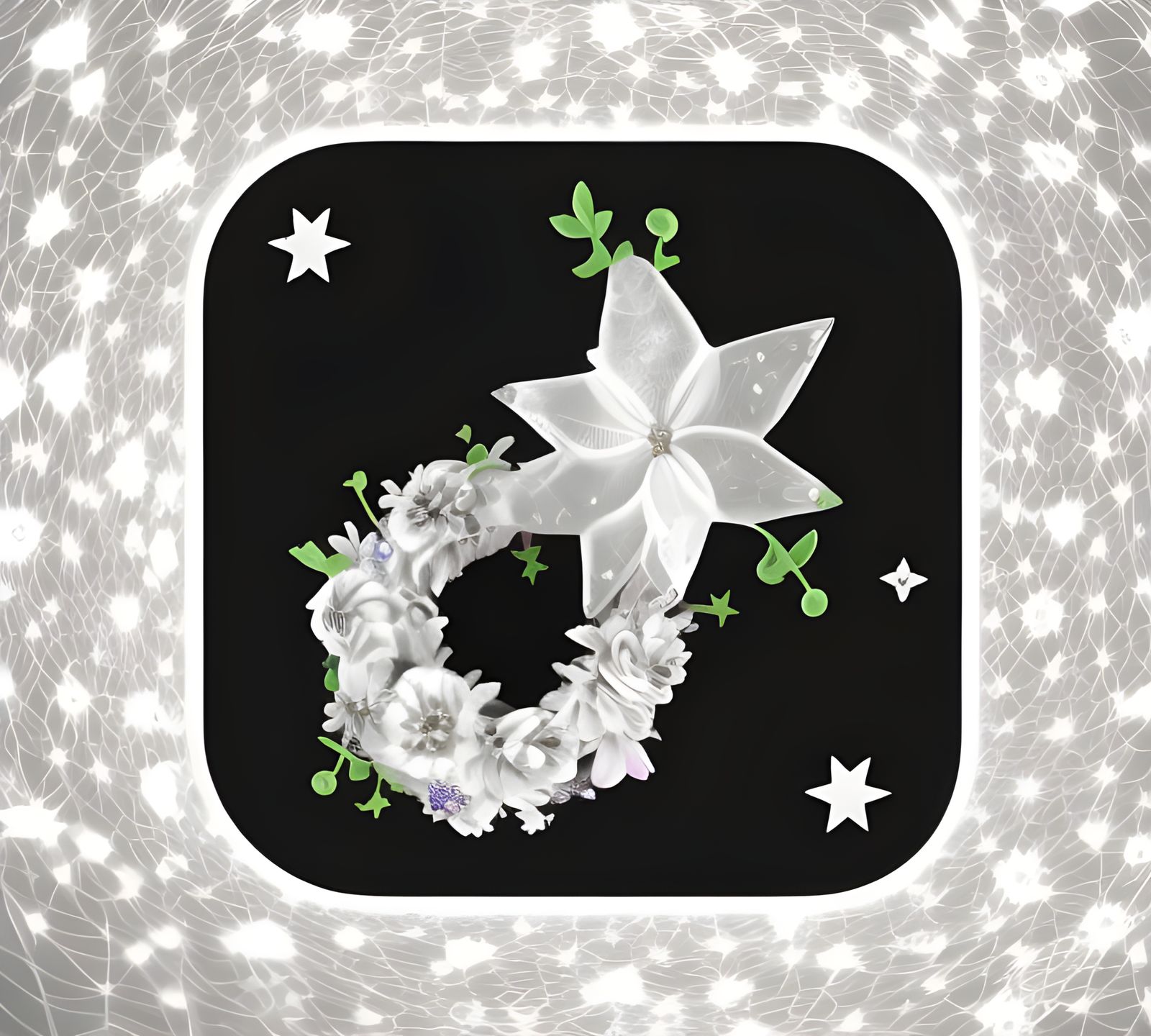 TikTok Logo with Flowers and Crystal Stars