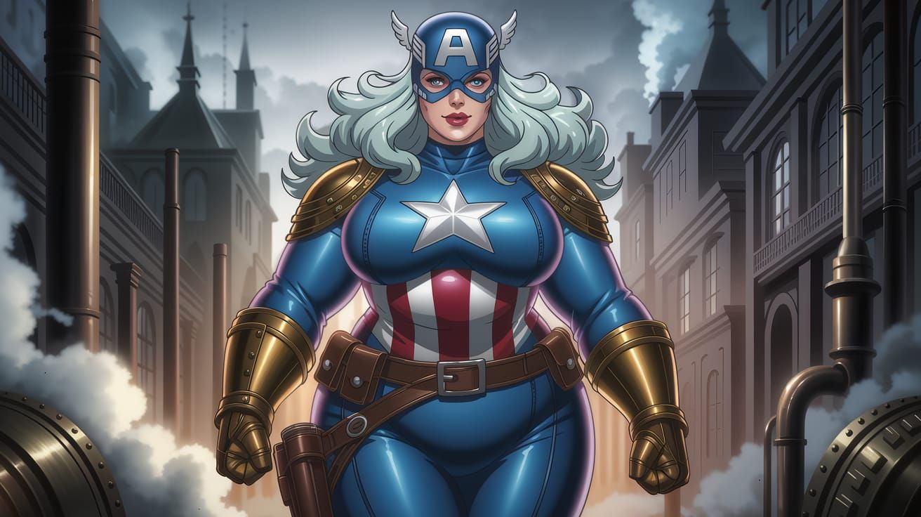 Steampunk Captain America Anime Goddess