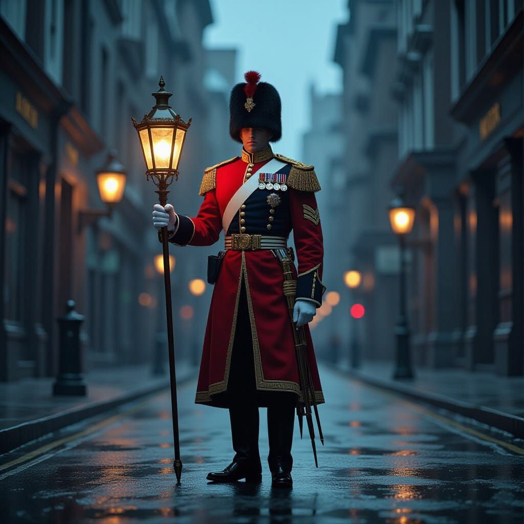 Dystopian Queen's Guard in Dark Fantasy Style