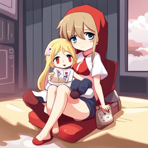 Chibi Anime Girl with Pop Stars