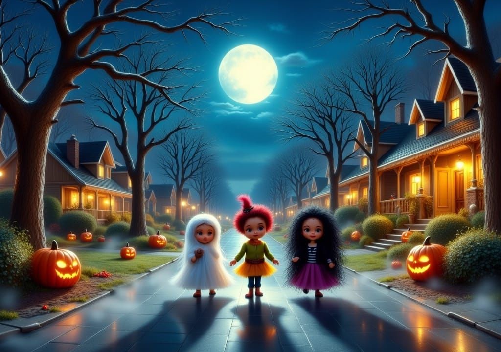 Whimsical Halloween Night with Costumed Kids