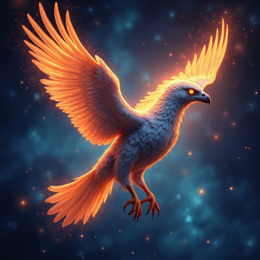 Griffin Soaring Through Galaxy in Hyper-Detailed Style