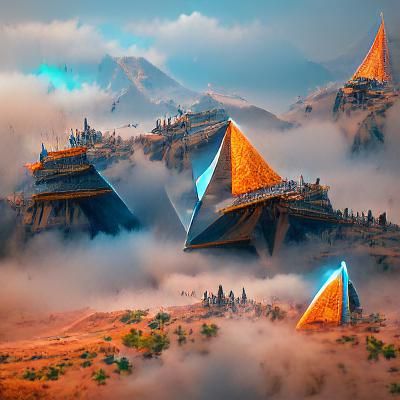 Futuristic Egyptian Pyramids in Detailed Matte Painting Styl...