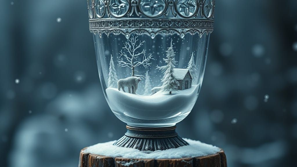 Medieval Crystal Goblet in Winter Wonderland