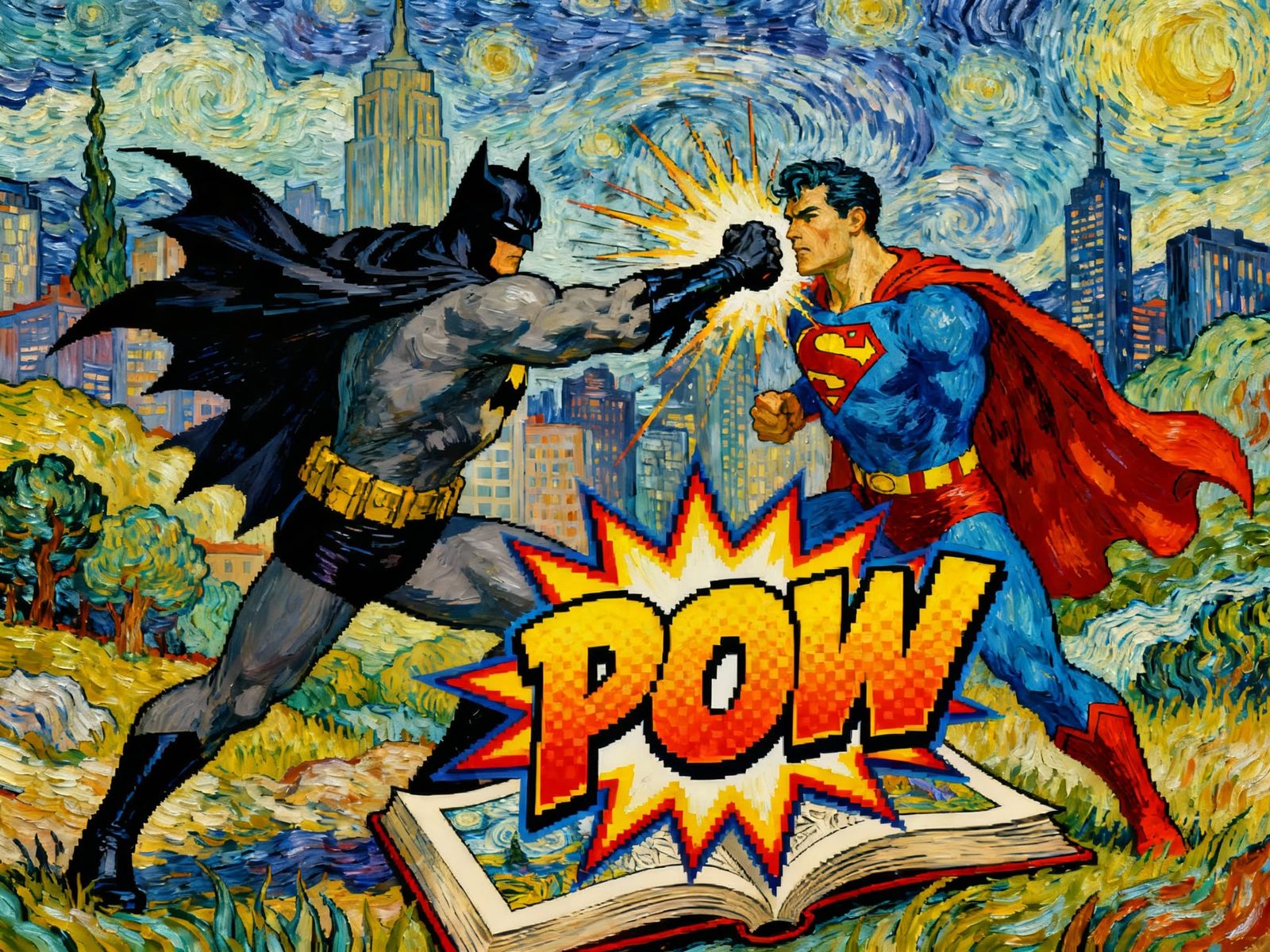 Batman vs Superman Comic Page with "POW!"