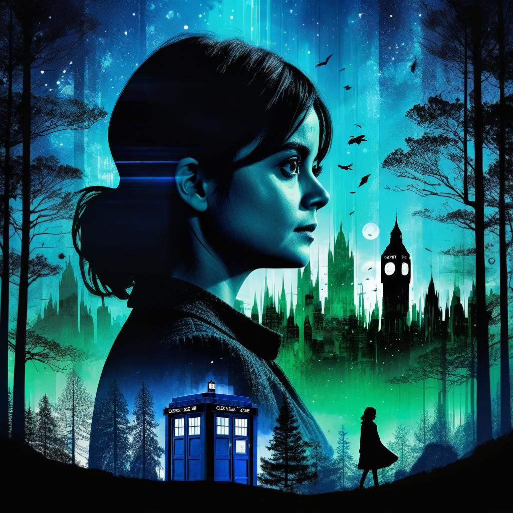 Double Exposure Silhouette: Clara Oswald and the TARDIS