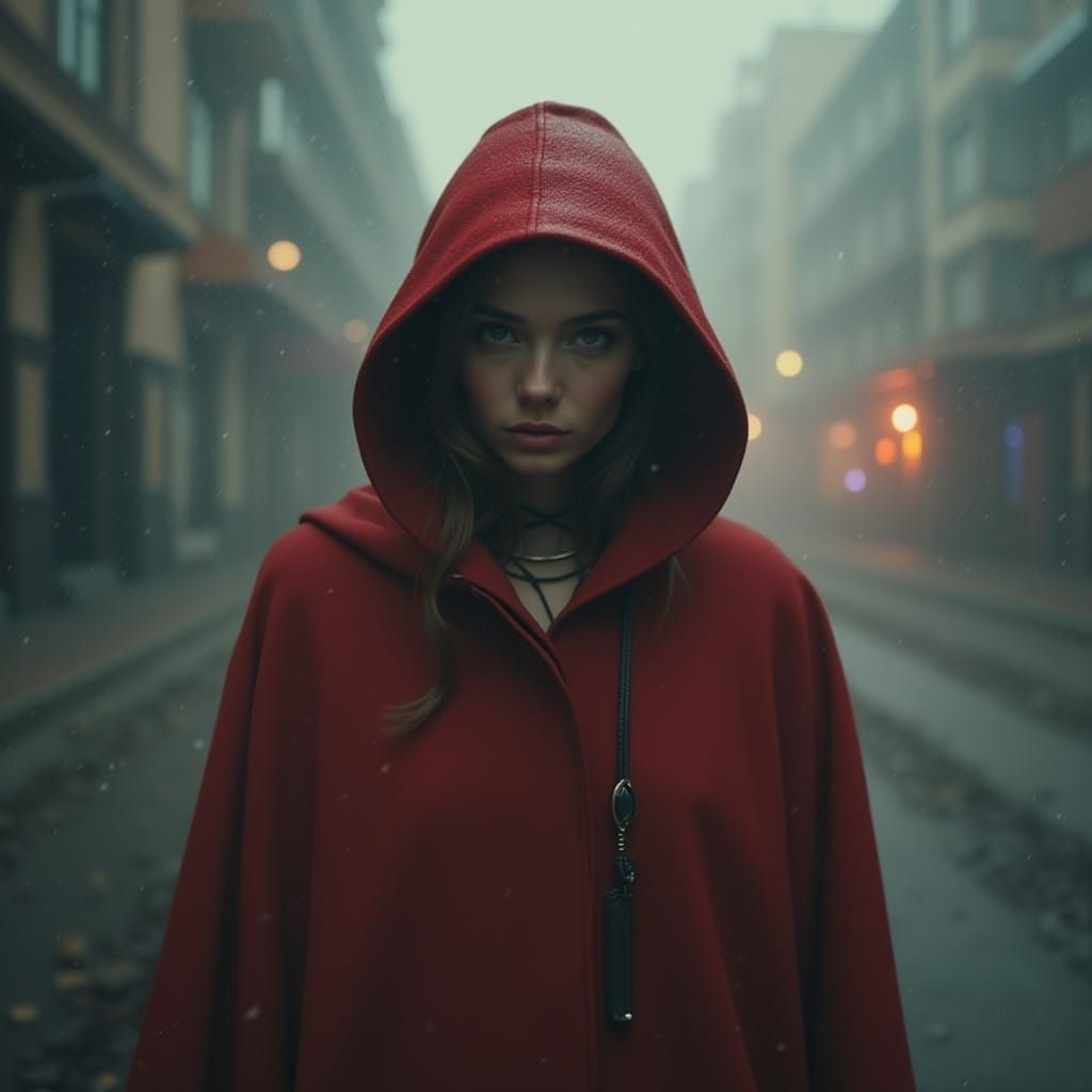 Redhead in a Sinister, Foggy Cityscape