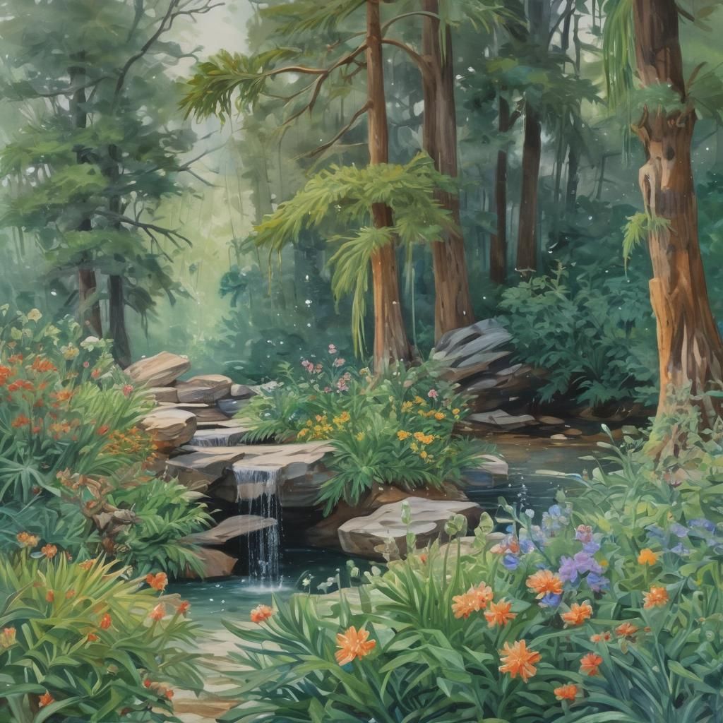 Spring Flowers in Snow: Gouache Watercolor Impressionist Pai...