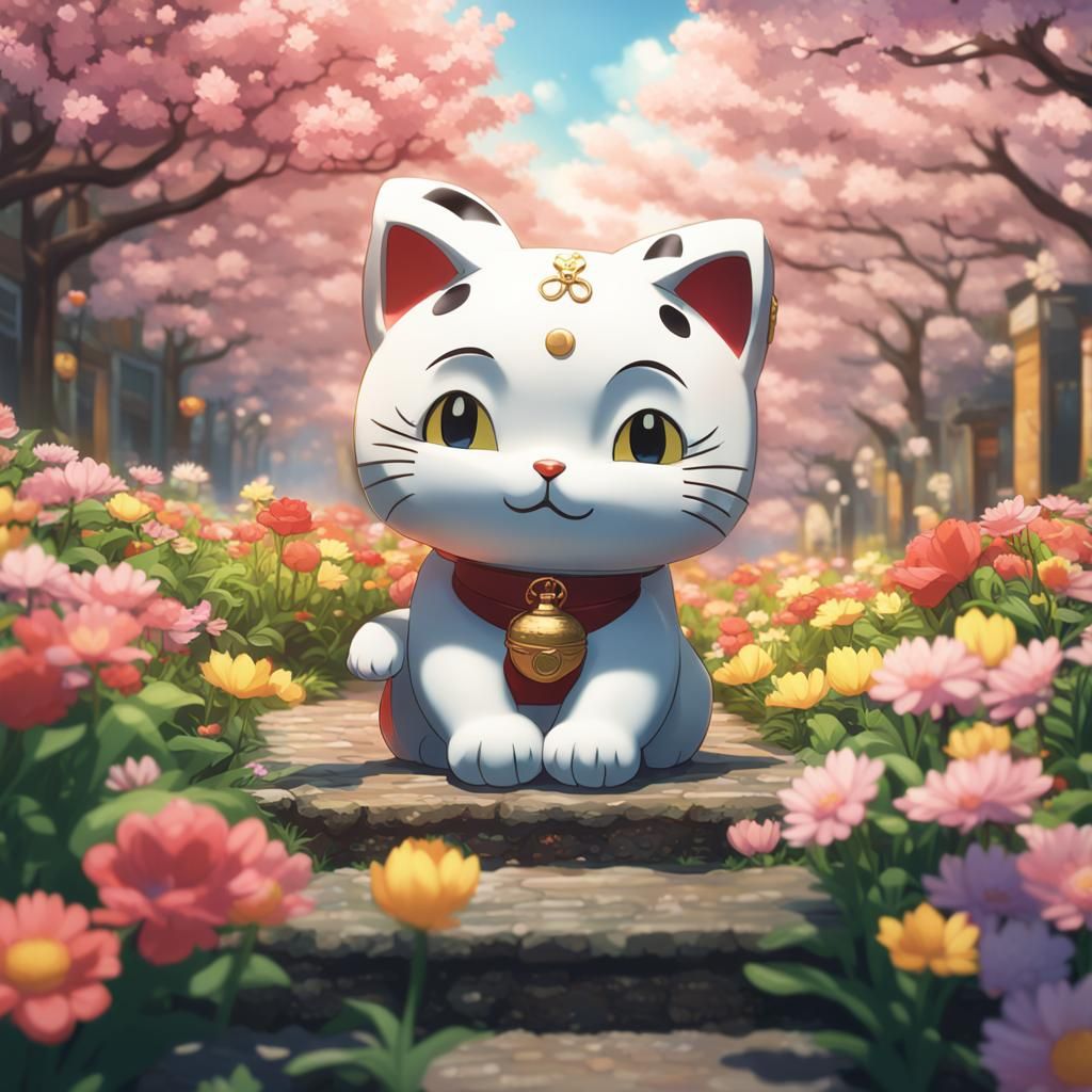 Maneki Neko Betty Boop in Anime Key Visual Style