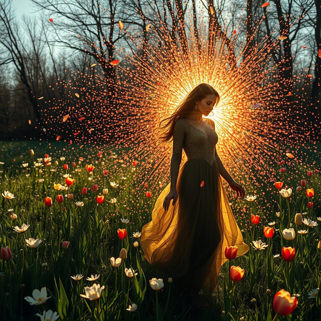 Surreal Goddess in Liquid Opal, Embracing Inner Strength and...