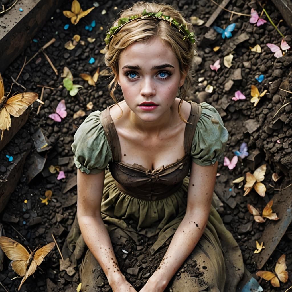 Sad Tinkerbell in Garbage, Emma Watson Likeness