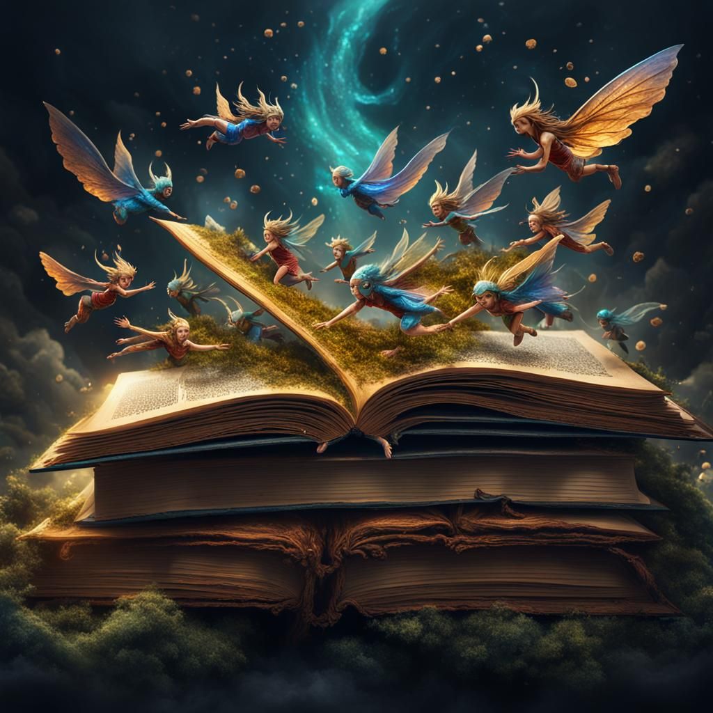 Fairies Leap From Book in Fantasy Concept Art