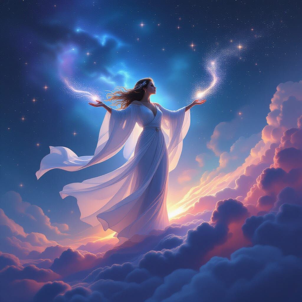 Celestial Being Showers Cosmos with Stardust