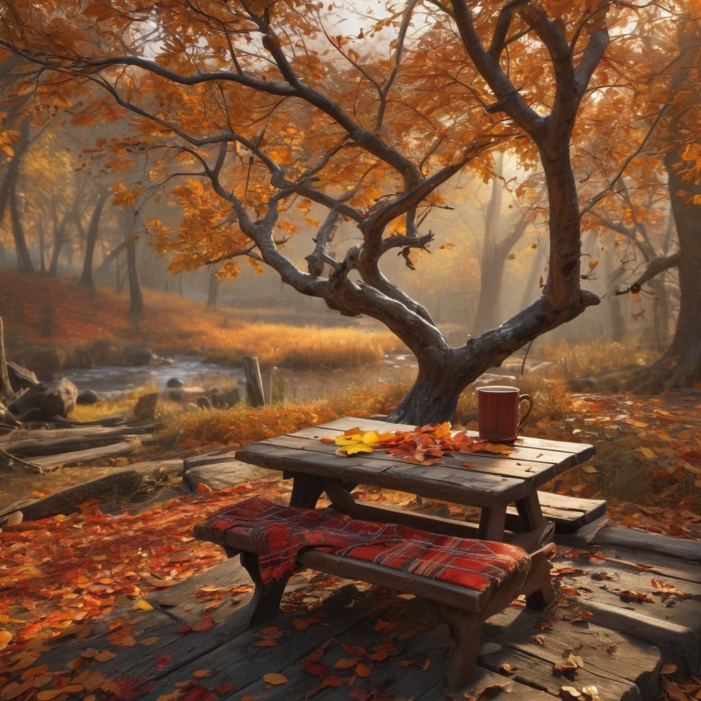 Cozy Autumn Landscape with Golden Light
