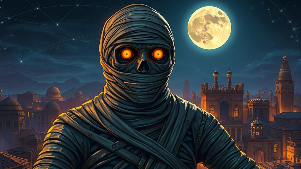 Regal Mummy Portrait in Dark Fantasy Style