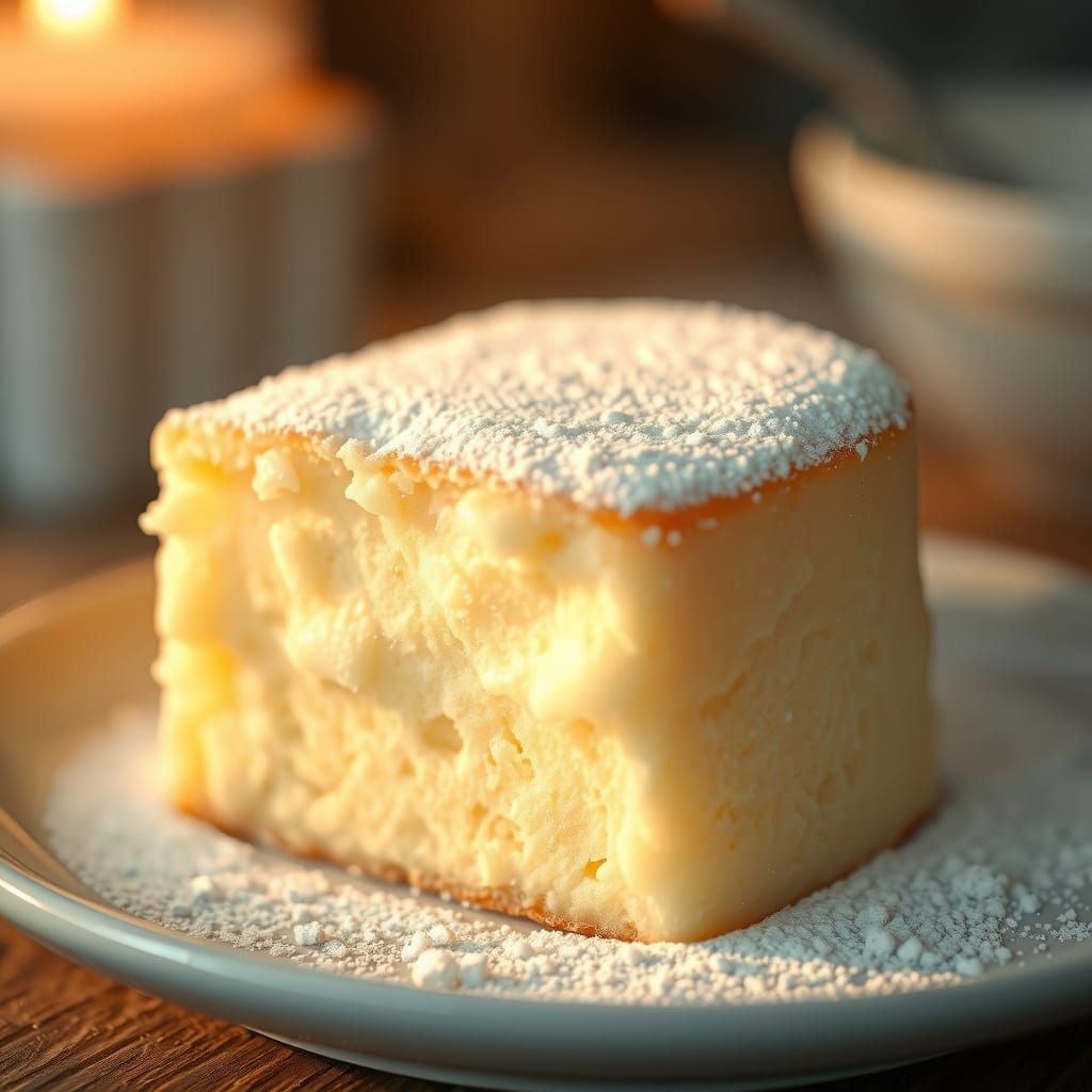Fluffy Steamed Milk Cake with Powdered Sugar