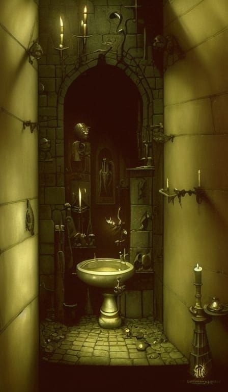 Sinister Dungeon Cell with Mirror in Victorian Style