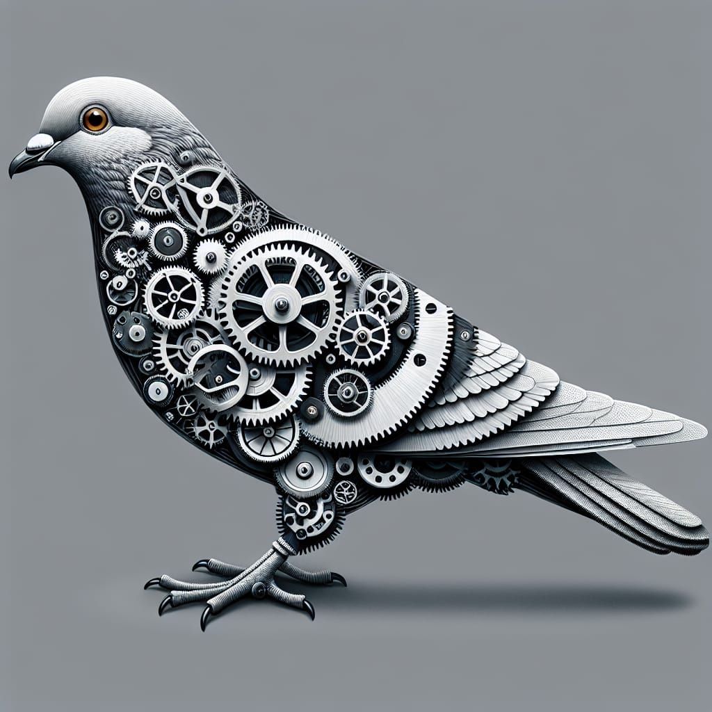 Steampunk Pigeon Made of Clock Gears