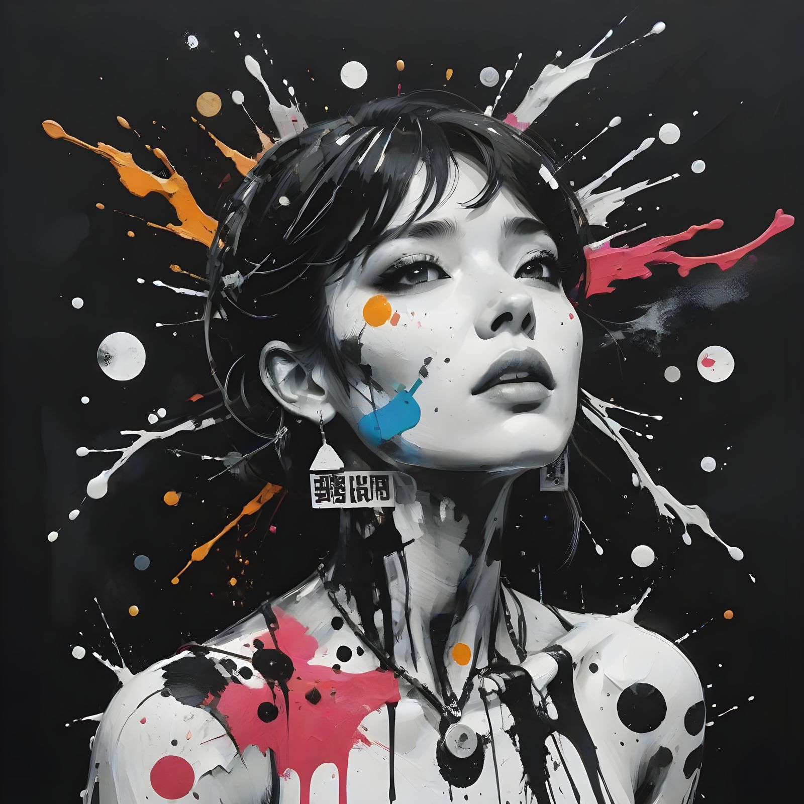 Vibrant Girl in a Radiant Moonscape