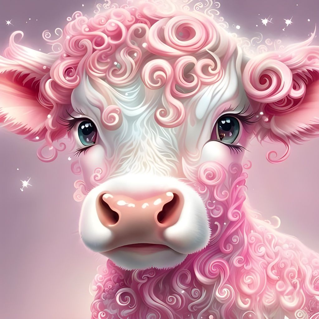 Magical Milkshake Cow Calf with Glittering Hair