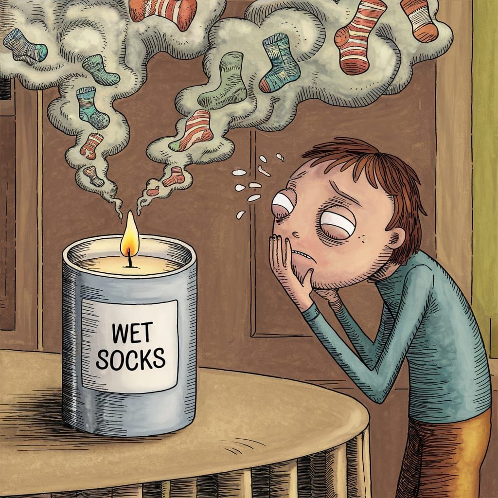 Scented Candle: Wet Socks, a Sensory Experience