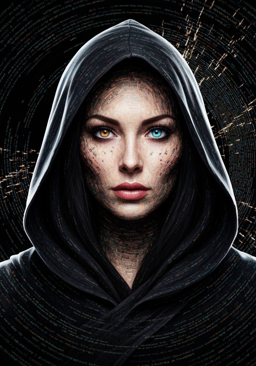 Code Portrait of Grim Reaper with Heterochromia