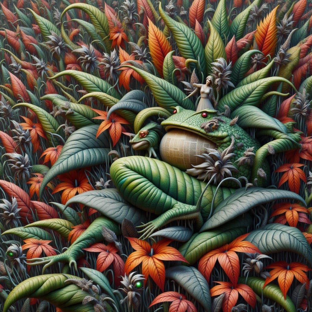 Giant Toad and Fox Bride in Matisse Style