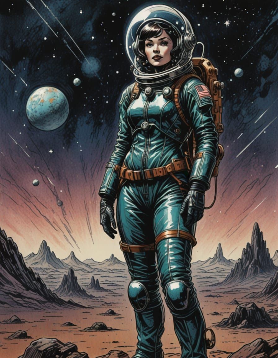 Retro Space Pinup in Rich Colors