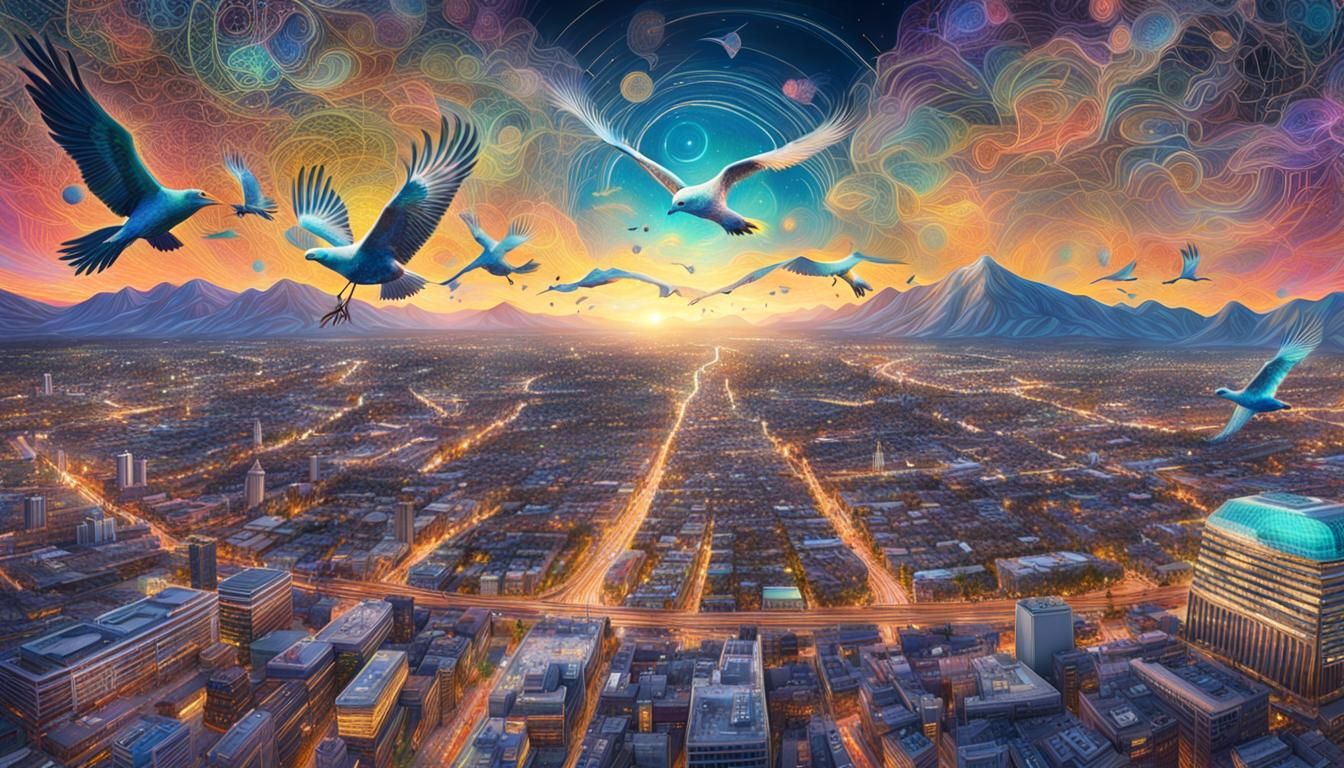 Bird's-Eye View of Colorado Springs in Astral Style