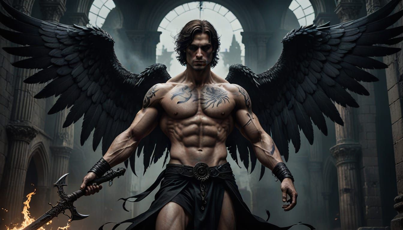 Majestic Angel of Death in Dark Fantasy