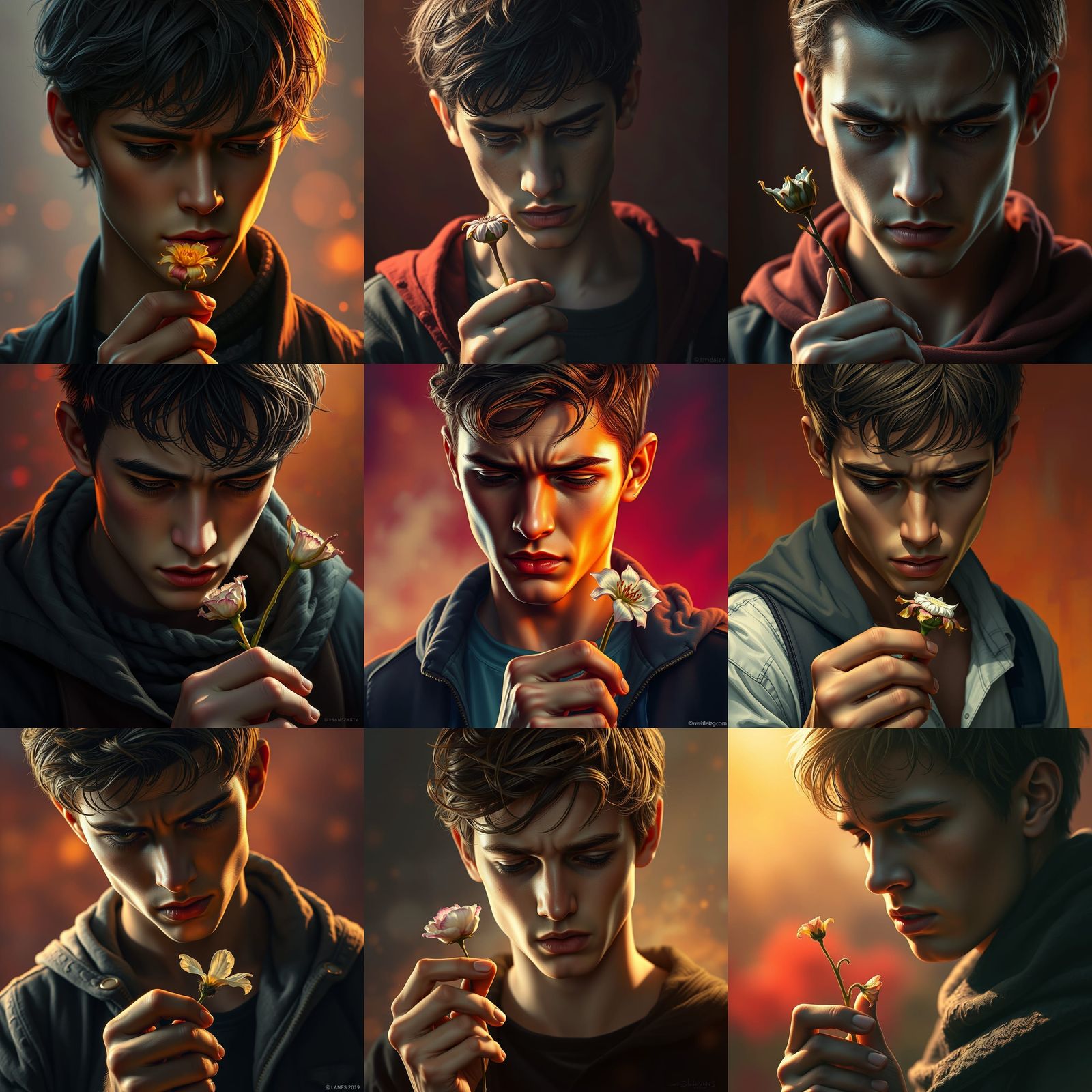 Hyperrealistic Portrait of Melancholic Man in Vibrant Colors