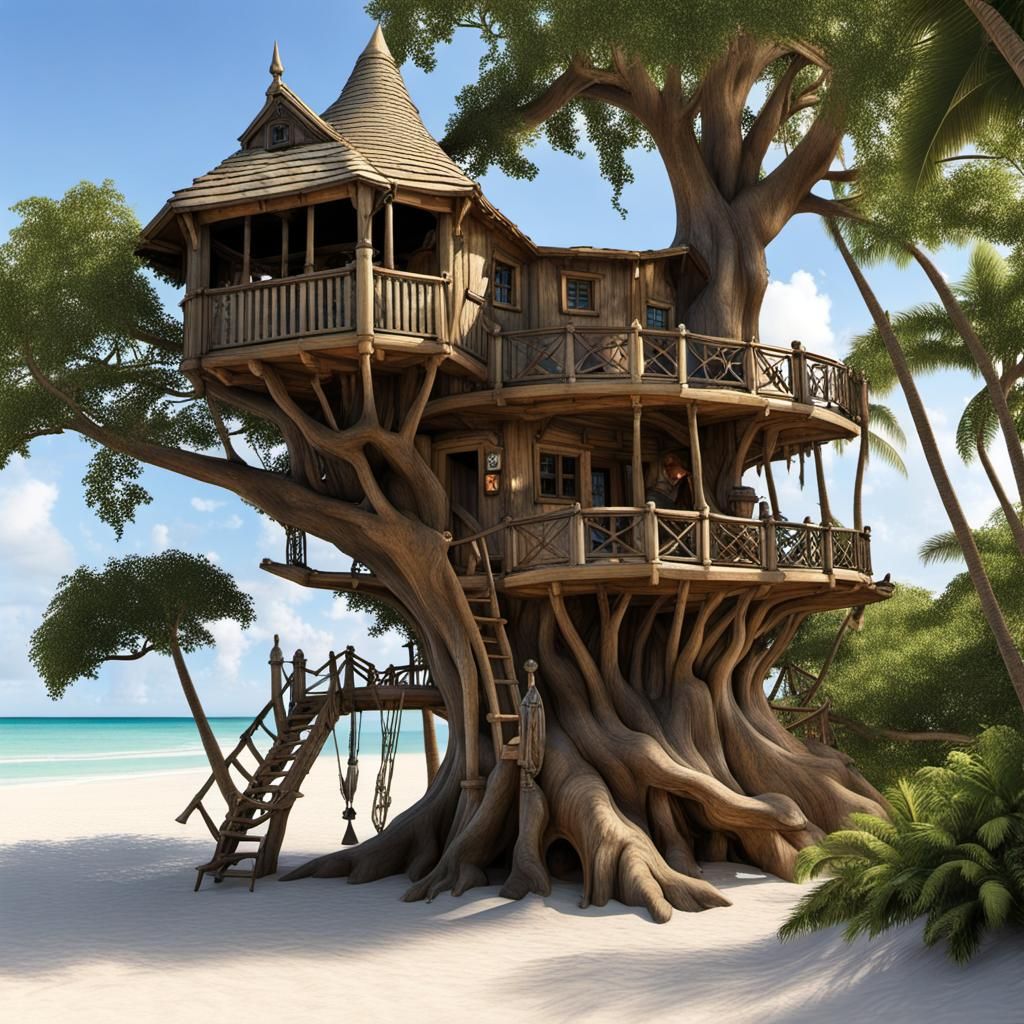 Swiss Family Robinson Treehouse on a Beach