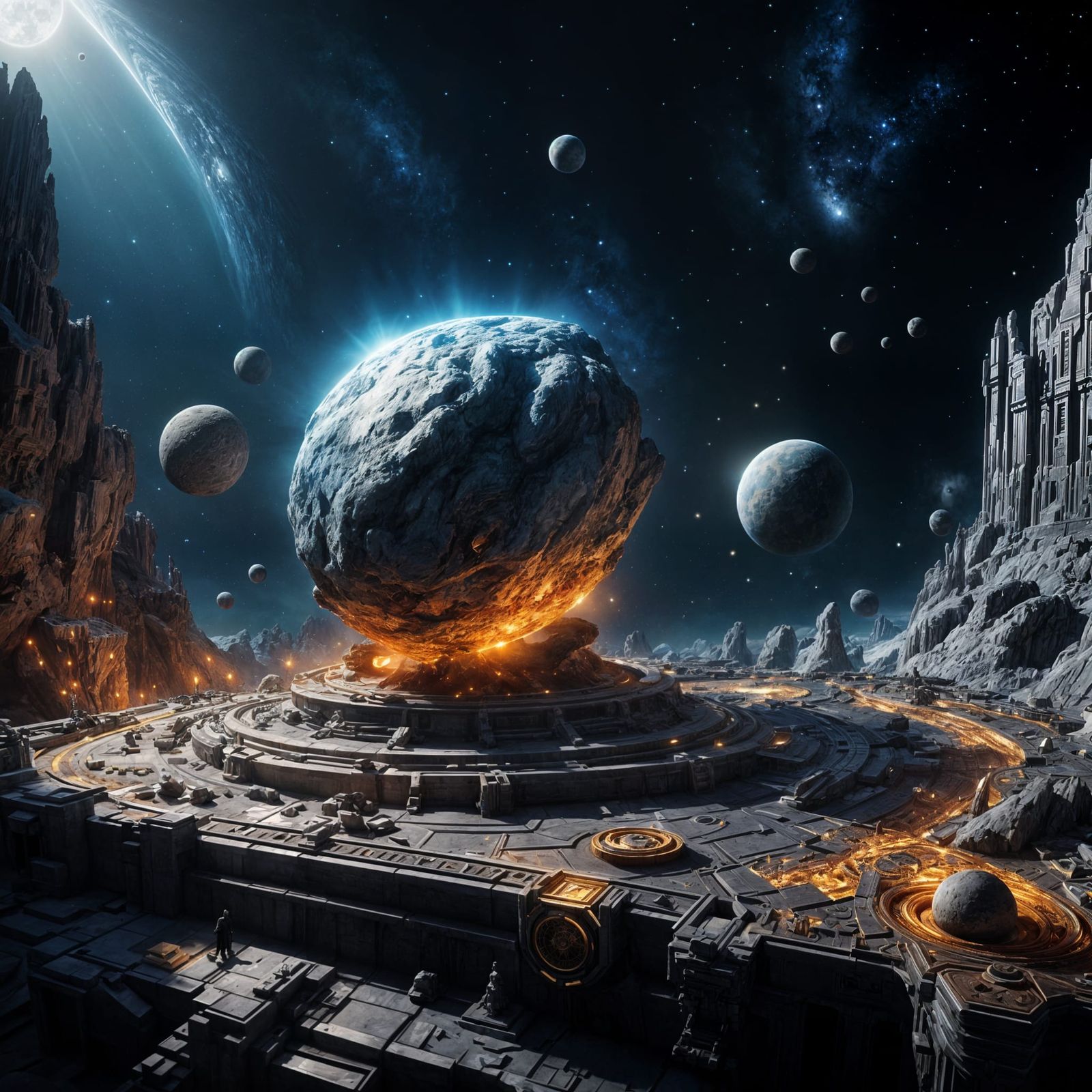 Celestial Sculptor in Zero-Gravity Workshop as Digital Art