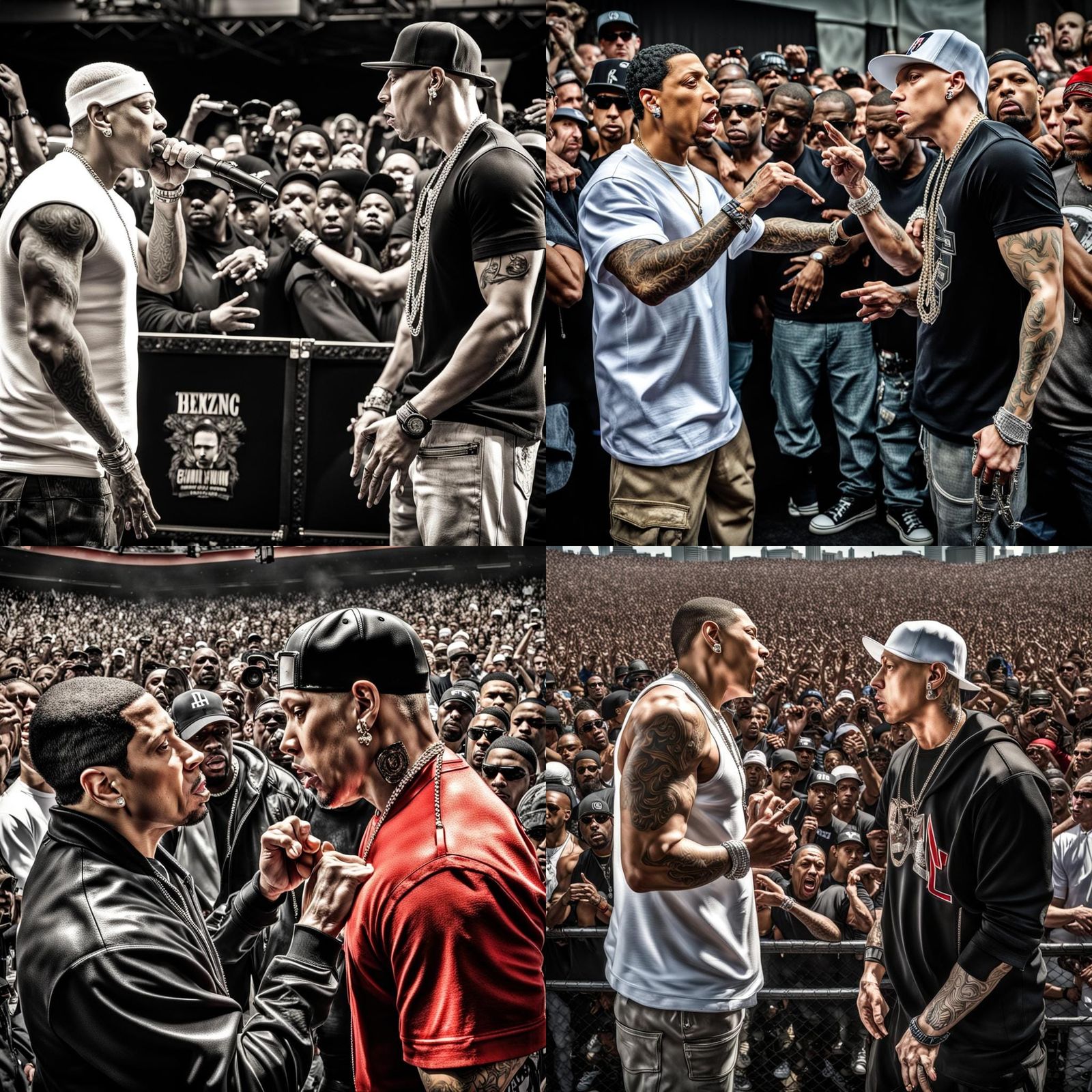 Hyperrealistic Rap Battle Scene in HDR