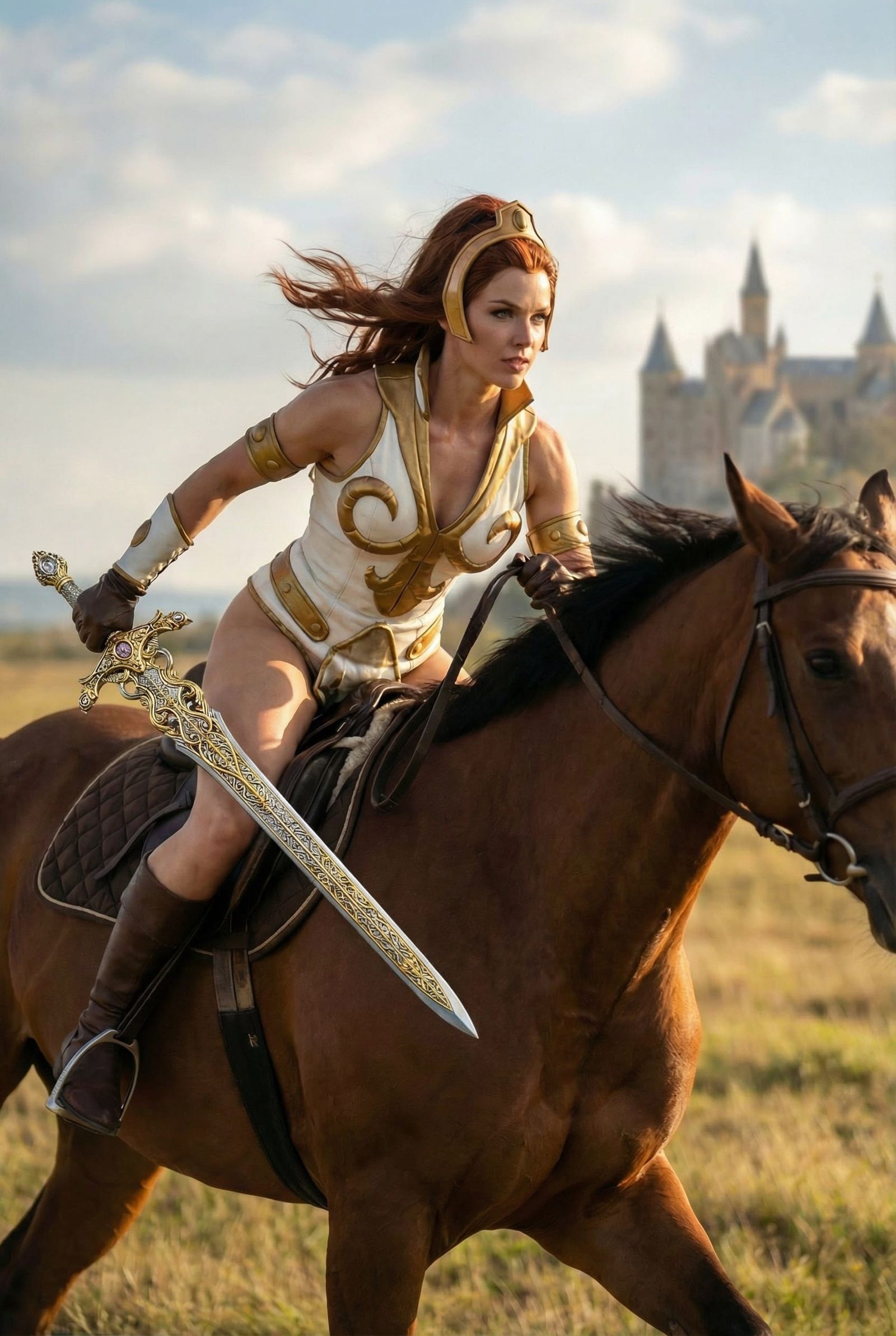 Teela Rides Swiftly on Horseback Across Eternos Plains