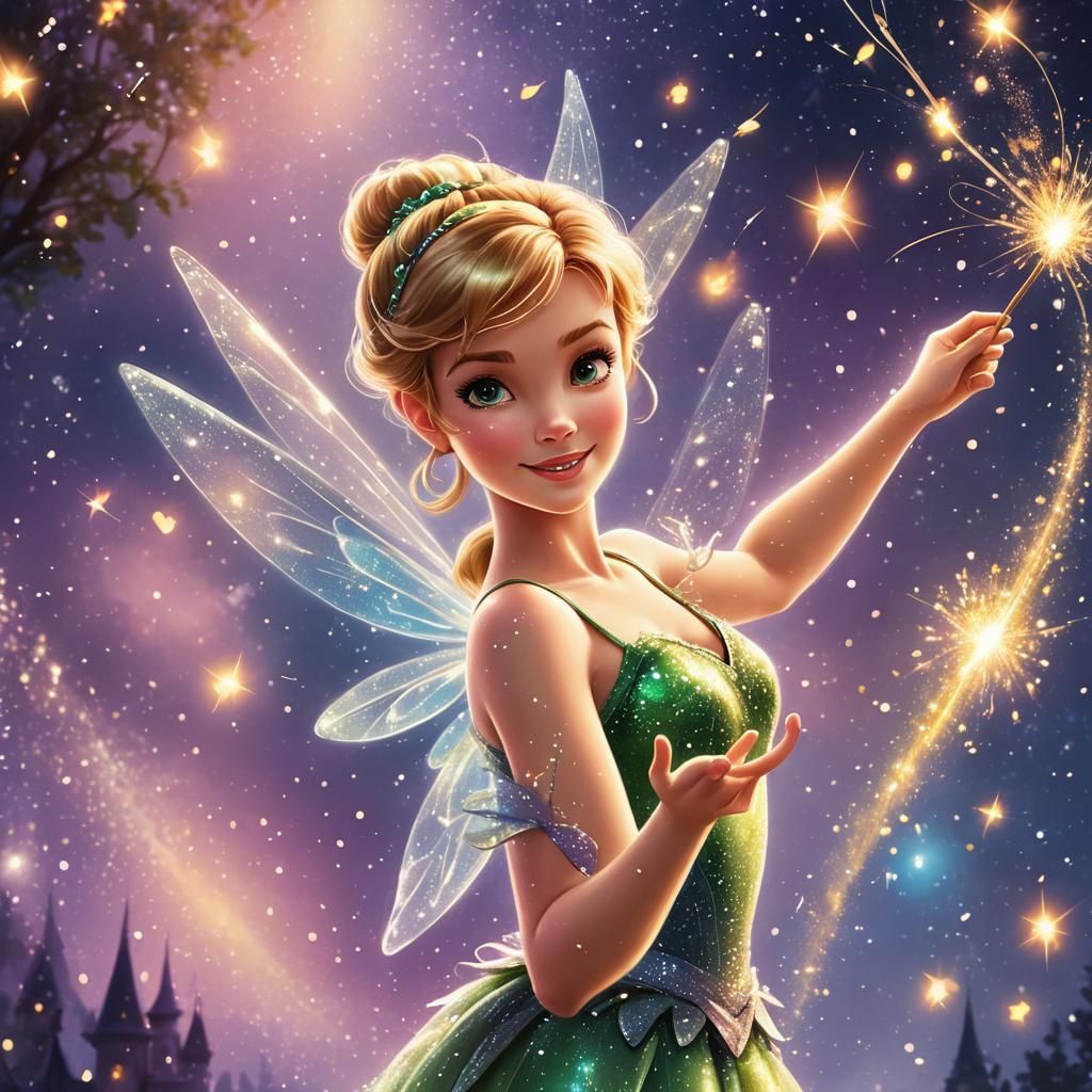 Tinkerbell Waving Wand with Glitter in Neverland