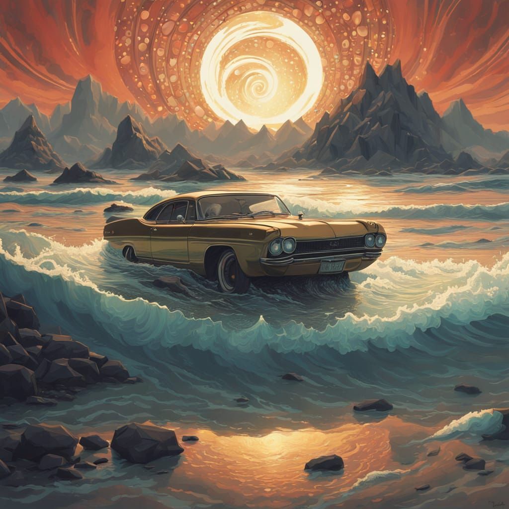 Futuristic Coffee Art in Luxurious Gold and Swirling Vortex