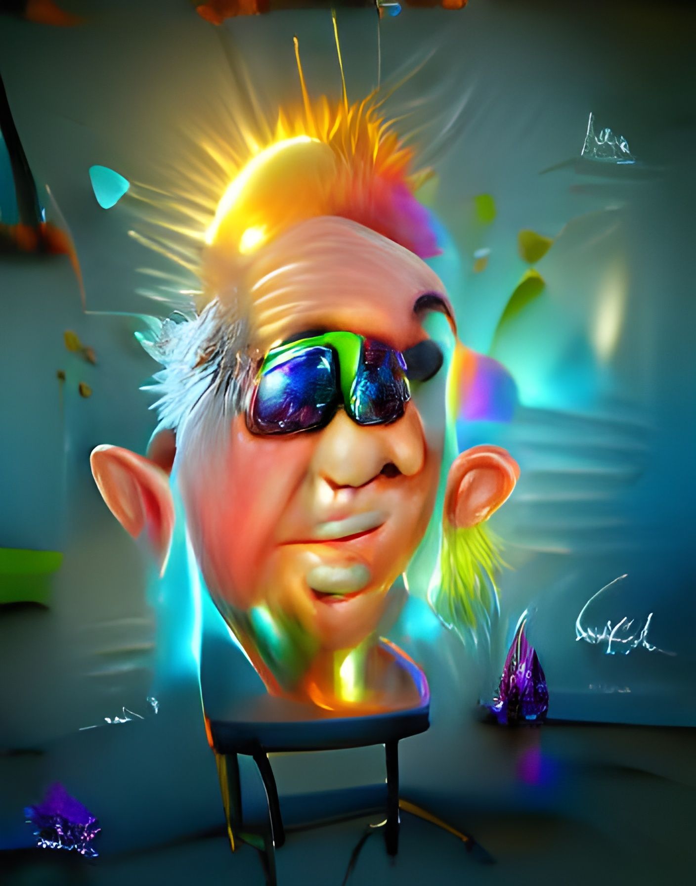 Vibrant 3D Caricature in Acrylic Art Style