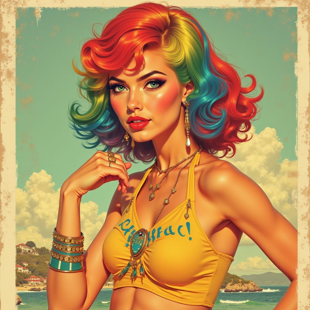 Pinup Model in Retro Comic Art Style