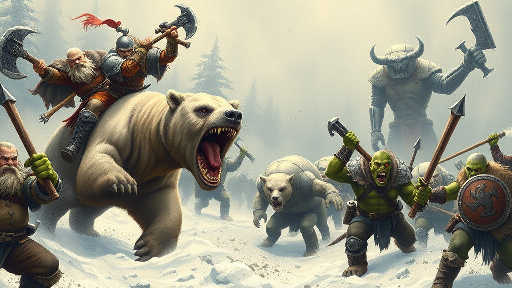Epic Battle: Armored Polar Bears vs Orcs