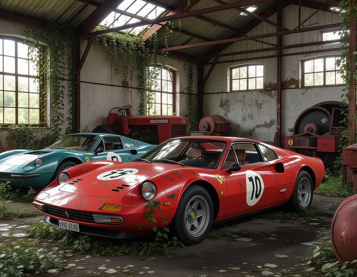 Abandoned Vintage Italian Sports Cars in Derelict Farm